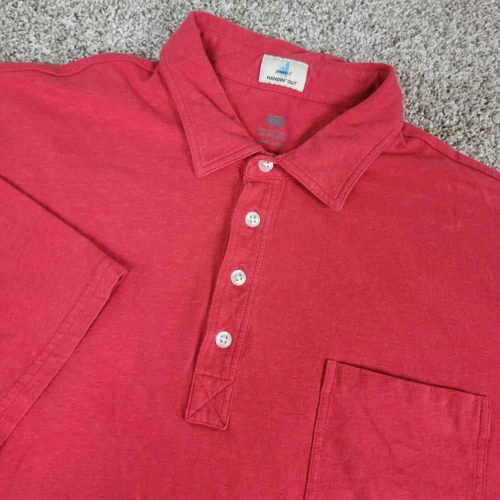 Johnnie O Hangin‎ Out Mens 2XL Solid Red Performance Stretch Polo Short Sleeve